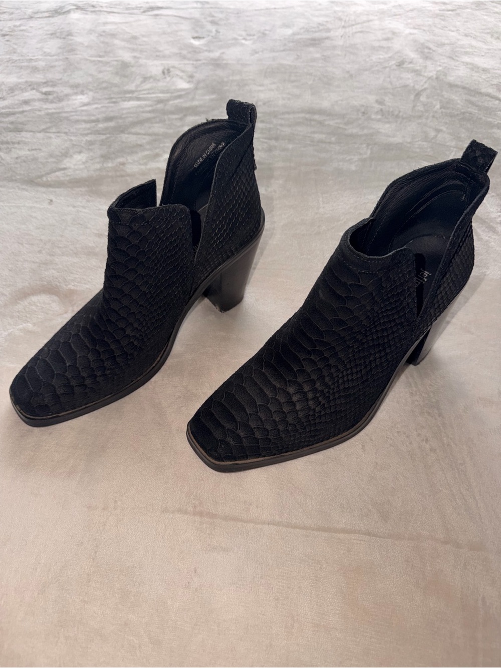 Jeffrey Campbell Black Textured Ankle Booties with Block Heel